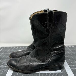 EUC Vintage Dan Post Black exotic Smooth Ostrich Cowboy Boots Sz 9B (NWMRYZ)